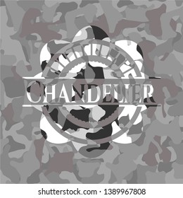 Chandelier on grey camouflage pattern