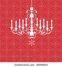  Chandelier over wallpaper