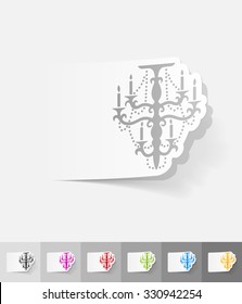 chandelier paper sticker with shadow. Vector illustration