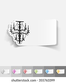 chandelier paper sticker with shadow. Vector illustration