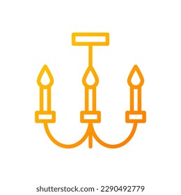 Chandelier pixel perfect gradient linear vector icon. Ceiling light fixture for dining room. Home furniture store. Thin line color symbol. Modern style pictogram. Vector isolated outline drawing