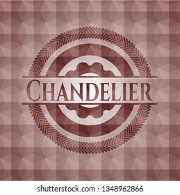 Chandelier red seamless emblem with geometric pattern background.