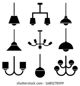 Kronleuchter-Set-Symbol, Logo einzeln auf weißem Hintergrund