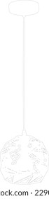Chandelier silhouette drawing. Pendant light vector drawing
