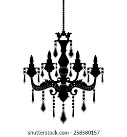 Chandelier silhouette isolated on White background. Vector illustration 