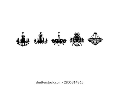 Chandelier Silhouette Vector Collection Set