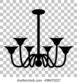 Chandelier simple sign. Flat style black icon on transparent background.