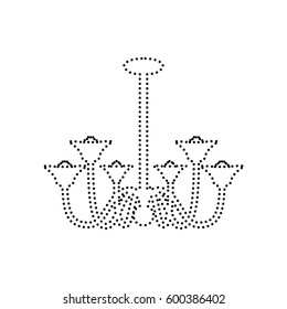Chandelier simple sign. Vector. Black dotted icon on white background. Isolated.
