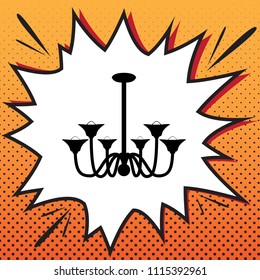 Chandelier simple sign. Vector. Comics style icon on pop-art background.