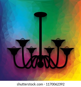 Chandelier simple sign. Vector. Flat style black icon on white.
