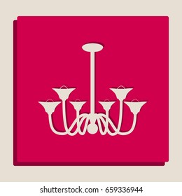 Chandelier simple sign. Vector. Grayscale version of Popart-style icon.