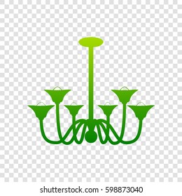 Chandelier simple sign. Vector. Green gradient icon on transparent background.