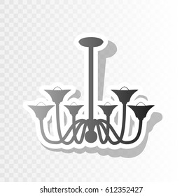 Chandelier simple sign. Vector. New year blackish icon on transparent background with transition.