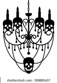 Chandelier With Skulls Isolated On White For Halloween Design