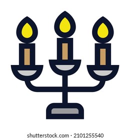 Chandelier Table Lamp. Simple Vector Color Icon.