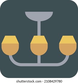 Chandelier with three lights, illustration, vector on a white background.