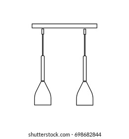 Chandelier with two shades, Black thin line