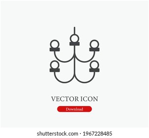 Chandelier vector icon.  Editable stroke. Symbol in Line Art Style for Design, Presentation, Website or Apps Elements. Pixel vector graphics - Vector