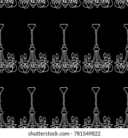 Chandelier vector illustration. Doodle style. Design, print, decor, textile, paper