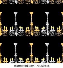 Chandelier vector illustration. Doodle style. Design, print, decor, textile, paper