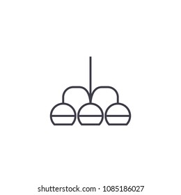 chandelier vector line icon, sign, illustration on background, editable strokes