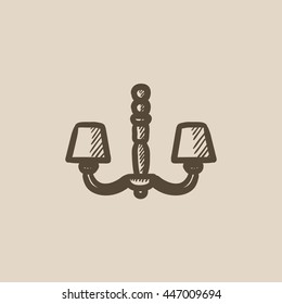 Chandelier vector sketch icon isolated on background. Hand drawn Chandelier icon. Chandelier sketch icon for infographic, website or app.