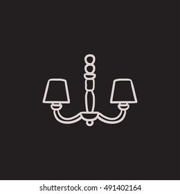 Kronleuchter, Vektorgrafik Symbol einzeln auf Hintergrund. Handgezeichnete Kronleuchter-Ikone. Kronleuchter-Sketch-Symbol für Infografik, Website oder App.