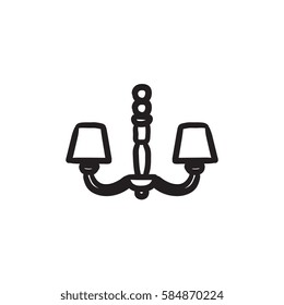Chandelier vector sketch icon isolated on background. Hand drawn Chandelier icon. Chandelier sketch icon for infographic, website or app.