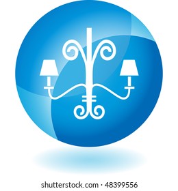 Chandelier web button isolated on a background
