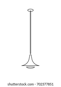 The chandelier, which hangs from the ceiling on a long leg