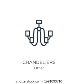 Chandeliers icon. Thin linear chandeliers outline icon isolated on white background from other collection. Line vector sign, symbol for web and mobile
