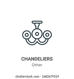 Chandeliers outline vector icon. Thin line black chandeliers icon, flat vector simple element illustration from editable other concept isolated stroke on white background