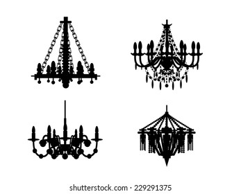 Chandeliers silhouettes set 2