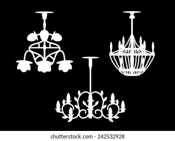 Chandeliers silhouettes set 6: White