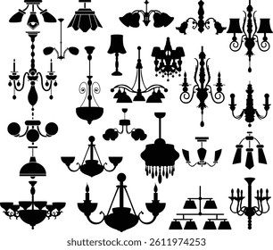 Chandeliers  vector bundle, Clipart, Silhouette, Vector, icons, illustration, design.