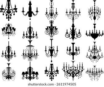 Chandeliers  vector bundle, Clipart, Silhouette, Vector, icons, illustration, design.