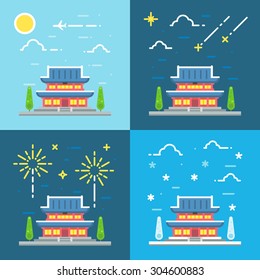 Chandeokgung palace flat design illustration vector