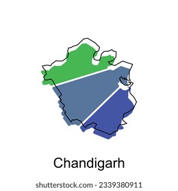 Chandigarh map illustration design, vector template with outline graphic sketch style isolated on white background