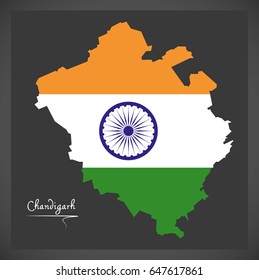 Chandigarh map with Indian national flag illustration