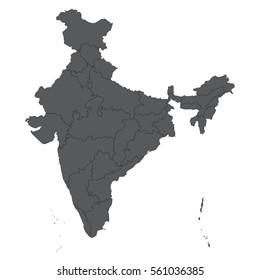 Chandigarh Red On Gray India Map Vector