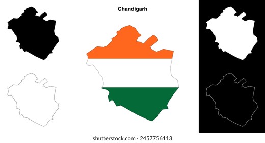 Chandigarh state outline map set