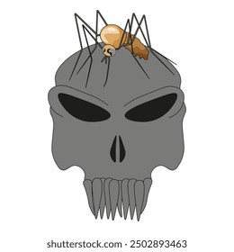 Chandipura mosquito on the dead head isolated transparent. Mortality  rate concept. Epidemic vector illustration. EPS 10