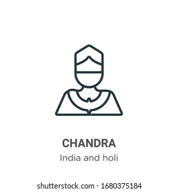 Chandra outline vector icon. Thin line black chandra icon, flat vector simple element illustration from editable india concept isolated stroke on white background