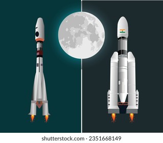 Chandrayaan and luna moon mission vector illustration