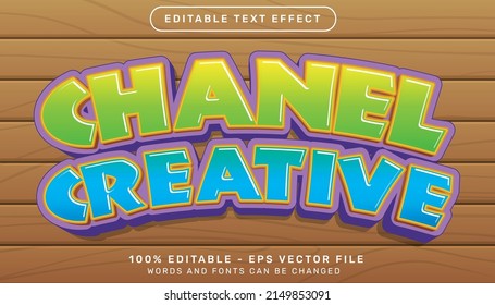 chanel creative 3d text effect and editable text effect with wood texture background