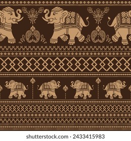 Chang pant, Elephant animal ethnic pattern repeat illustration vector design