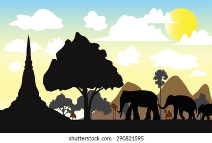 Chang Thai, Thailand elephant lives of parents and children is the natural and historic sites in thailand