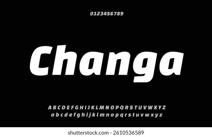 Changa One Italic vector font alphabet with numbers