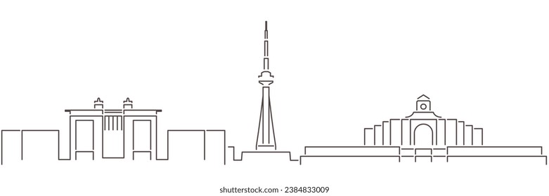 Changchun Dark Line Simple Minimalist Skyline With White Background