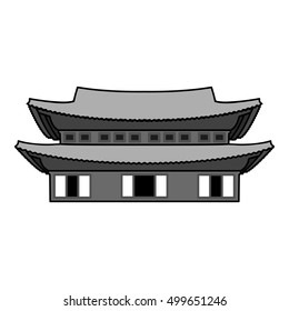 Changdeokgung icon in monochrome style isolated on white background. South Korea symbol stock vector illustration.